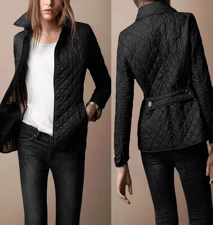 Crimsona | Women's Quilted Fitted Jacket with Buttons