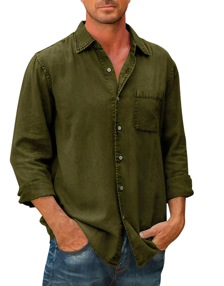 Weston | Men's Denim Long Sleeve Shirt with Chest Pocket