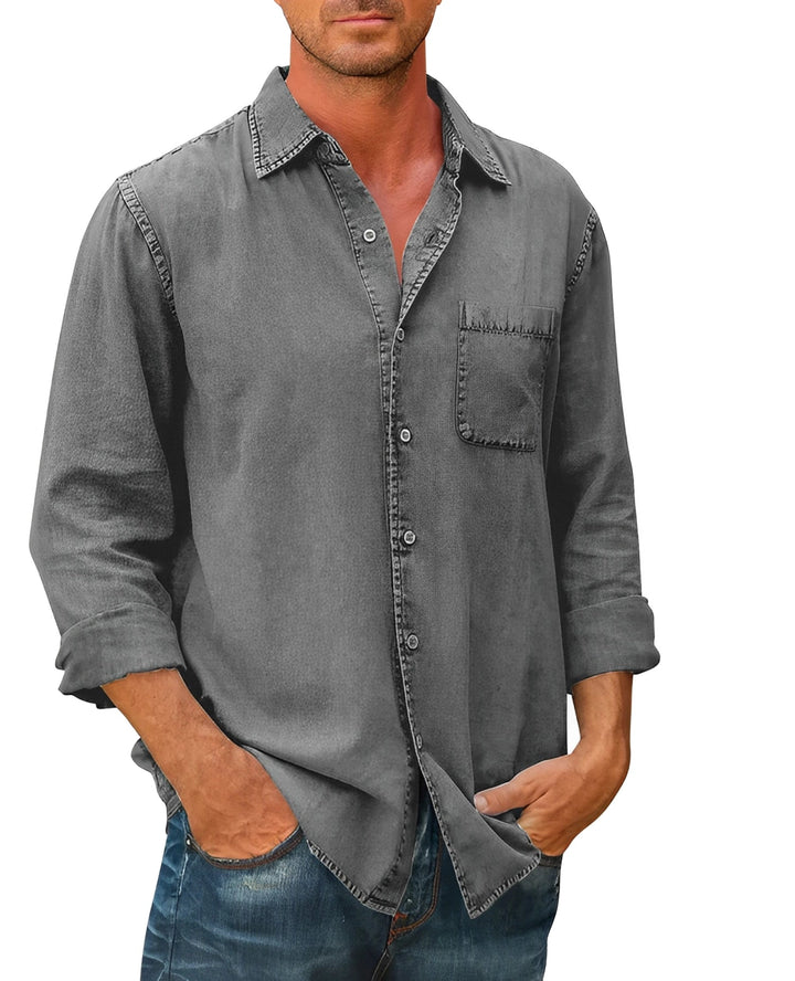 Weston | Men's Denim Long Sleeve Shirt with Chest Pocket