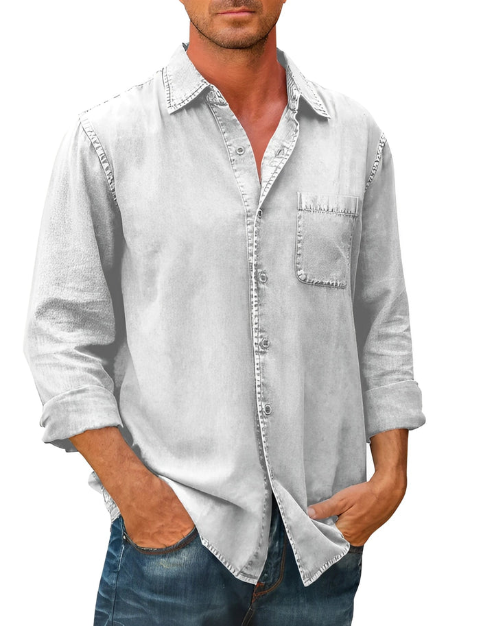 Weston | Men's Denim Long Sleeve Shirt with Chest Pocket
