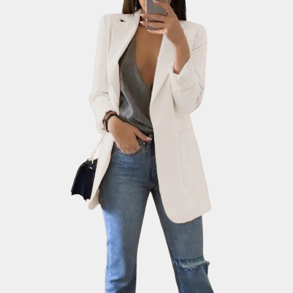 Vittoria | Women's Mid Length Tailored Blazer with Pockets