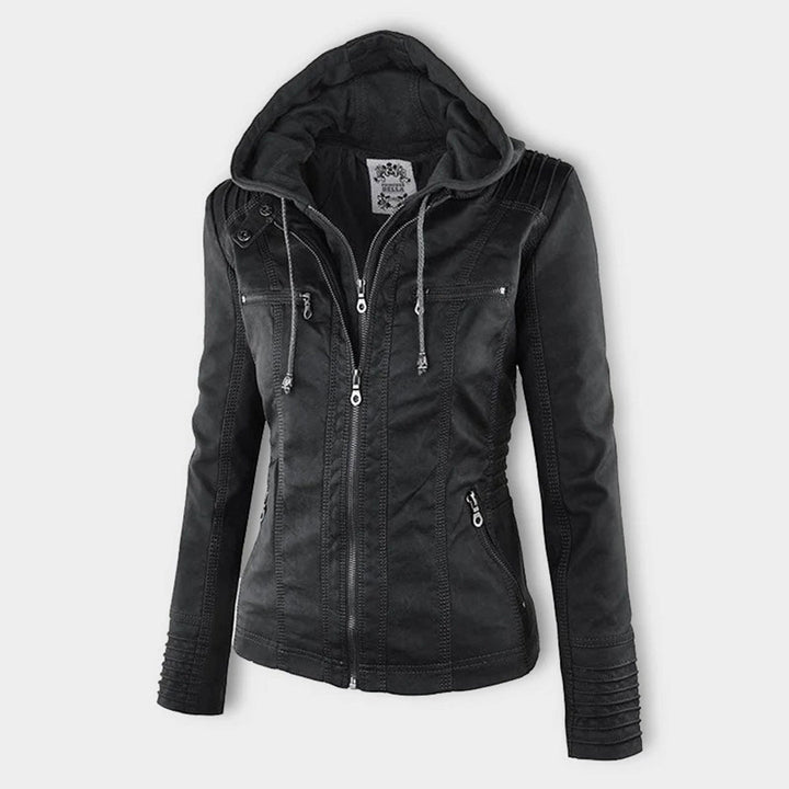 Loxley | Women's Hooded Leather Jacket with Drawstring