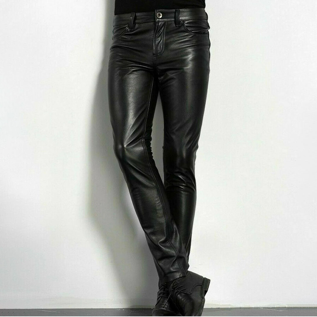 Victorio | Men’s Slim Fit Leather Pants with High Waist