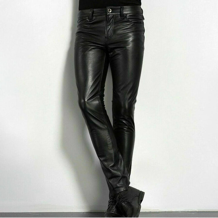 Victorio | Men’s Slim Fit Leather Pants with High Waist