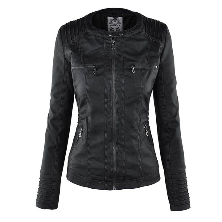 Loxley | Women's Hooded Leather Jacket with Drawstring