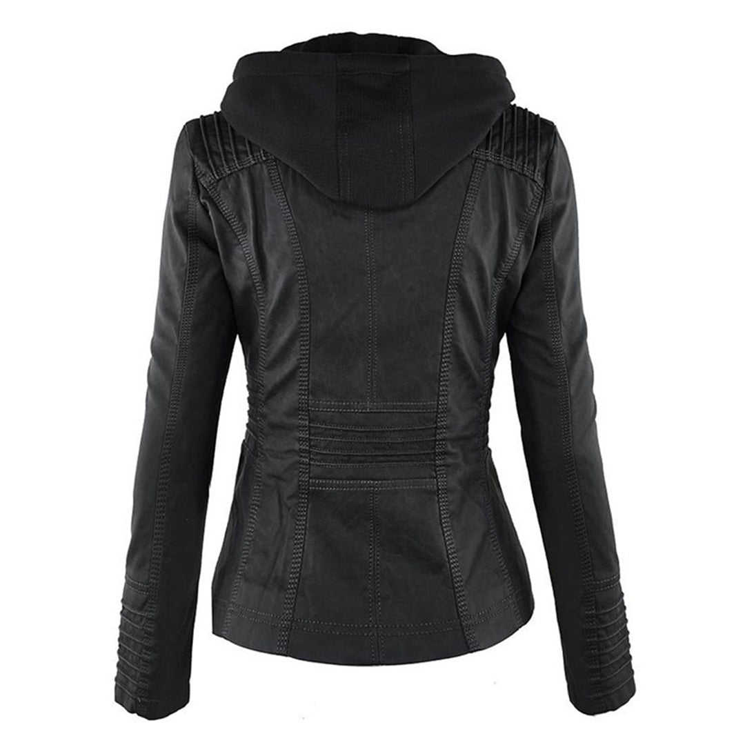 Loxley | Women's Hooded Leather Jacket with Drawstring
