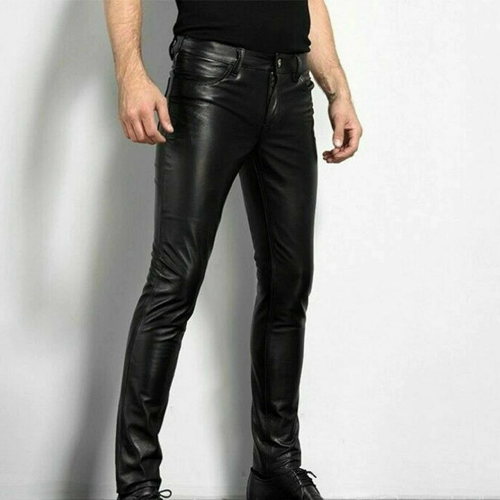 Victorio | Men’s Slim Fit Leather Pants with High Waist