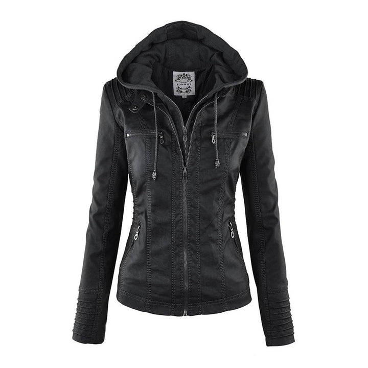Loxley | Women's Hooded Leather Jacket with Drawstring