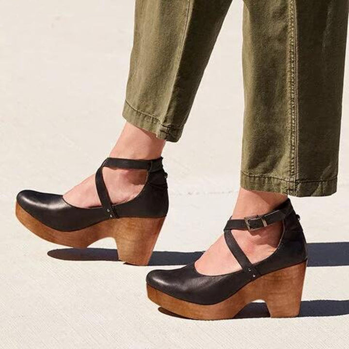 Torelle | Women's Ankle Strap Leather Shoes with High Heels