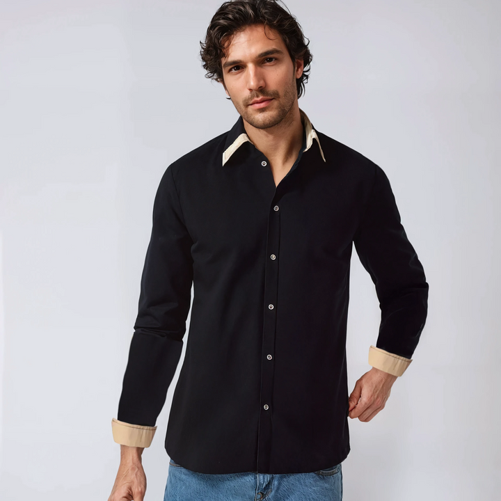 Matteo | Men’s Shirt with Contrast Collar and Long Sleeves