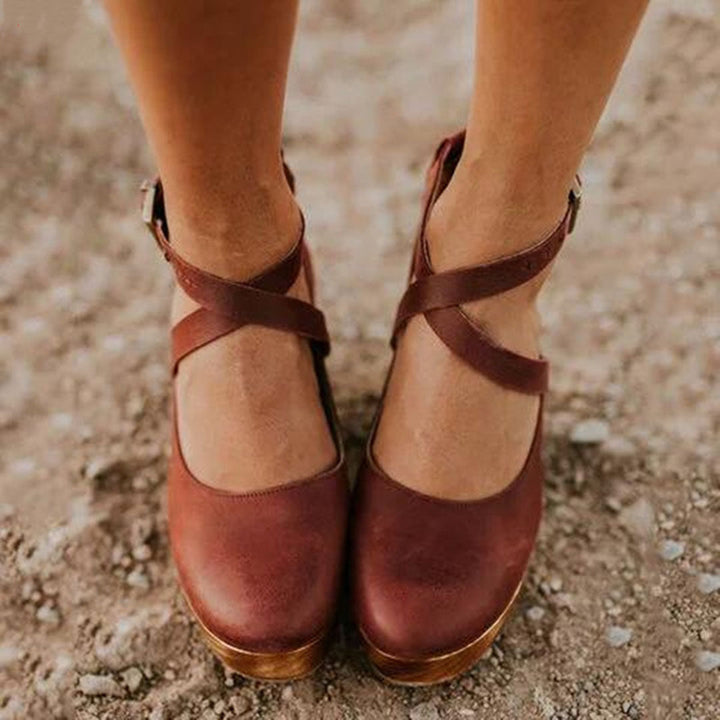 Torelle | Women's Ankle Strap Leather Shoes with High Heels