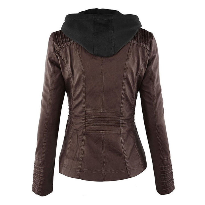 Loxley | Women's Hooded Leather Jacket with Drawstring