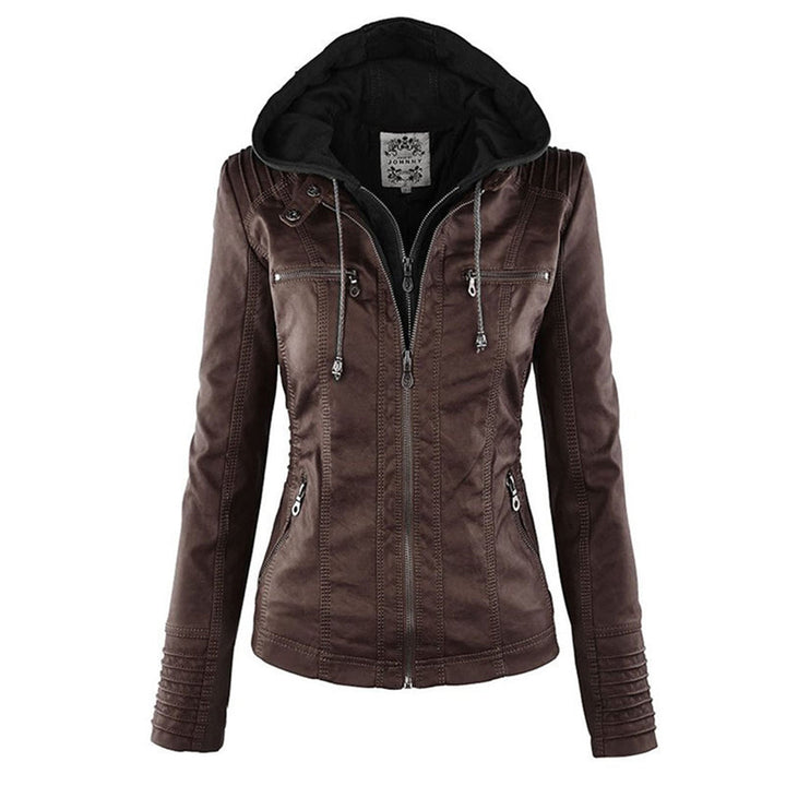 Loxley | Women's Hooded Leather Jacket with Drawstring