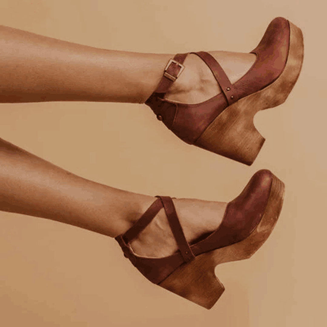 Torelle | Women's Ankle Strap Leather Shoes with High Heels