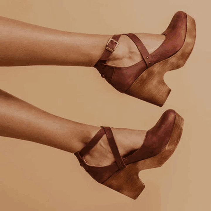 Torelle | Women's Ankle Strap Leather Shoes with High Heels