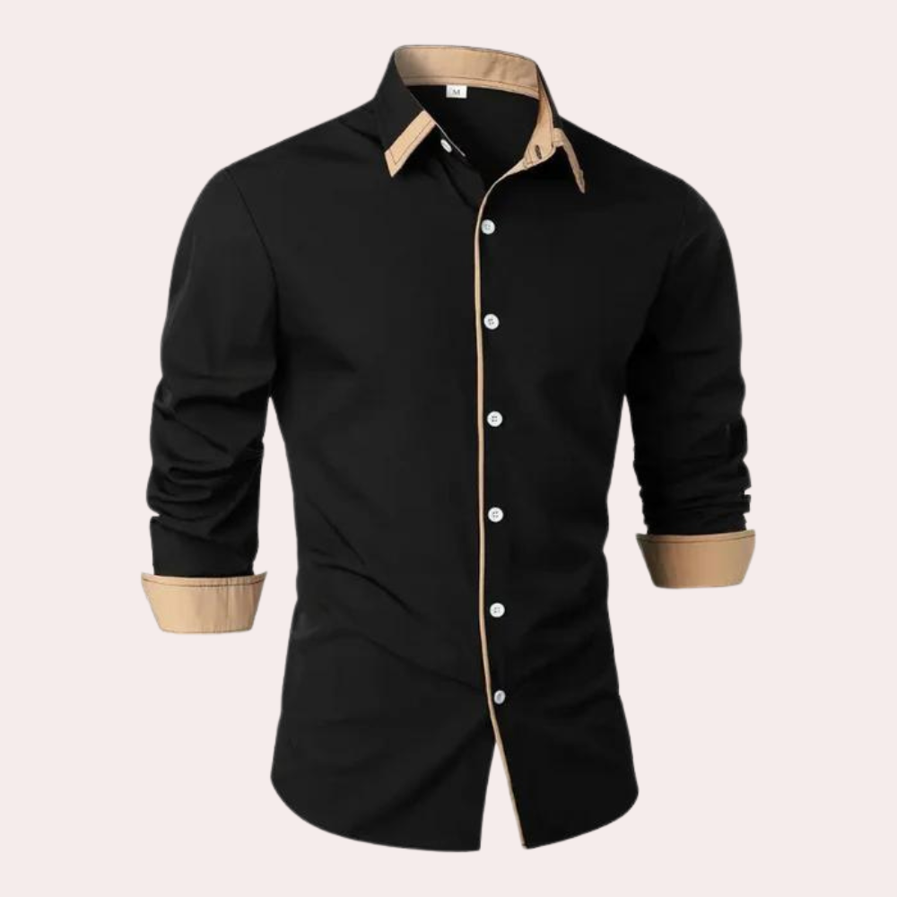 Matteo | Men’s Shirt with Contrast Collar and Long Sleeves