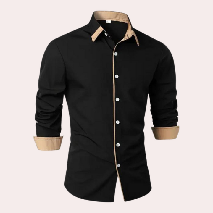 Matteo | Men’s Shirt with Contrast Collar and Long Sleeves