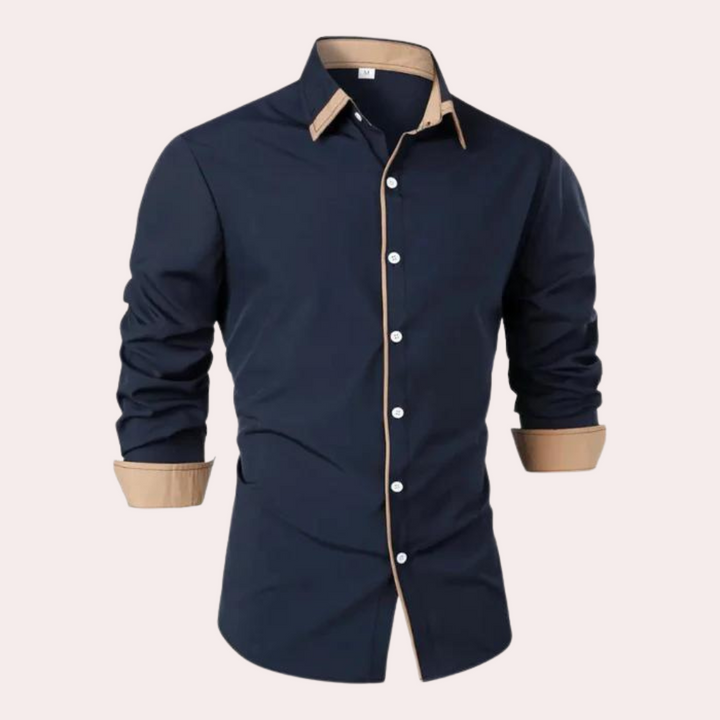 Matteo | Men’s Shirt with Contrast Collar and Long Sleeves