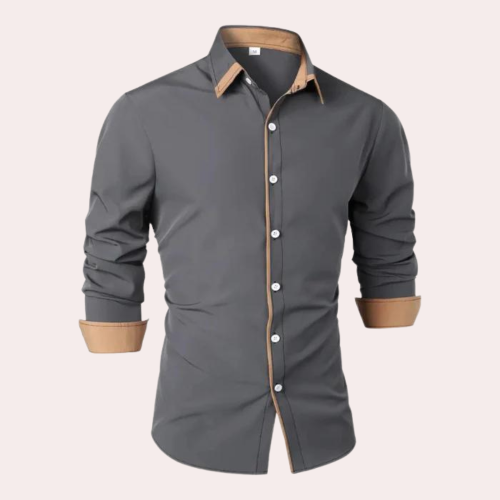 Matteo | Men’s Shirt with Contrast Collar and Long Sleeves