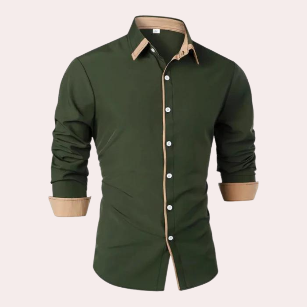 Matteo | Men’s Shirt with Contrast Collar and Long Sleeves