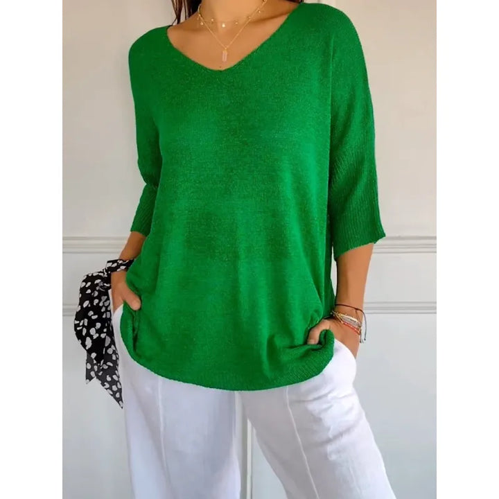 Ciara | Women’s Knit Top with V-neckline and Long Sleeves