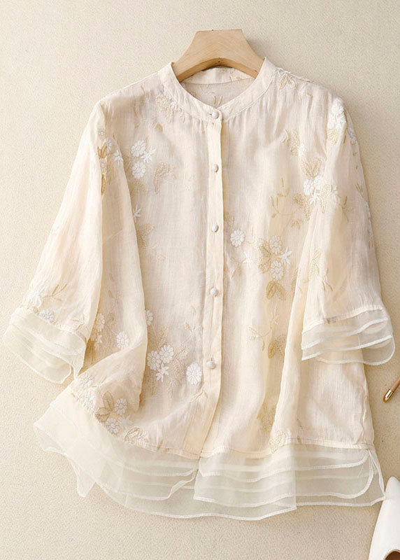 Zareen | Women's Embroidered Floral Blouse with Buttons