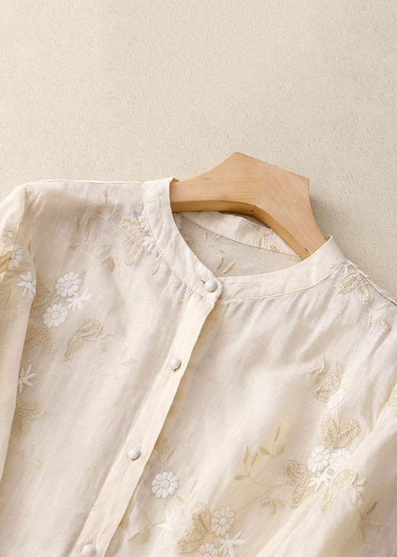 Zareen | Women's Embroidered Floral Blouse with Buttons