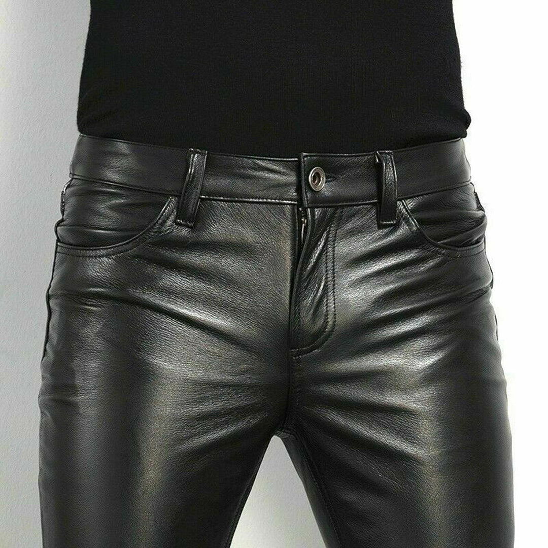 Victorio | Men’s Slim Fit Leather Pants with High Waist