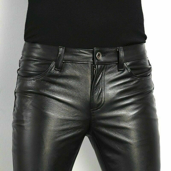 Victorio | Men’s Slim Fit Leather Pants with High Waist