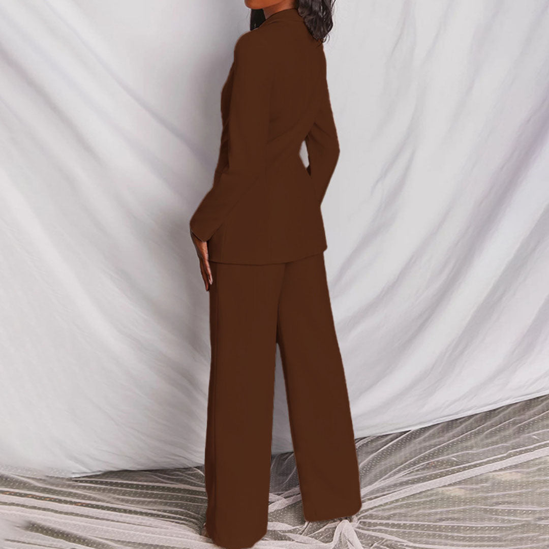 Caldris | Women’s Blazer and Trousers Set with Deep V-neck