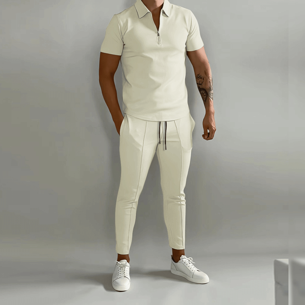 Stellan | Men’s Polo Shirt and Joggers Set with Drawstring