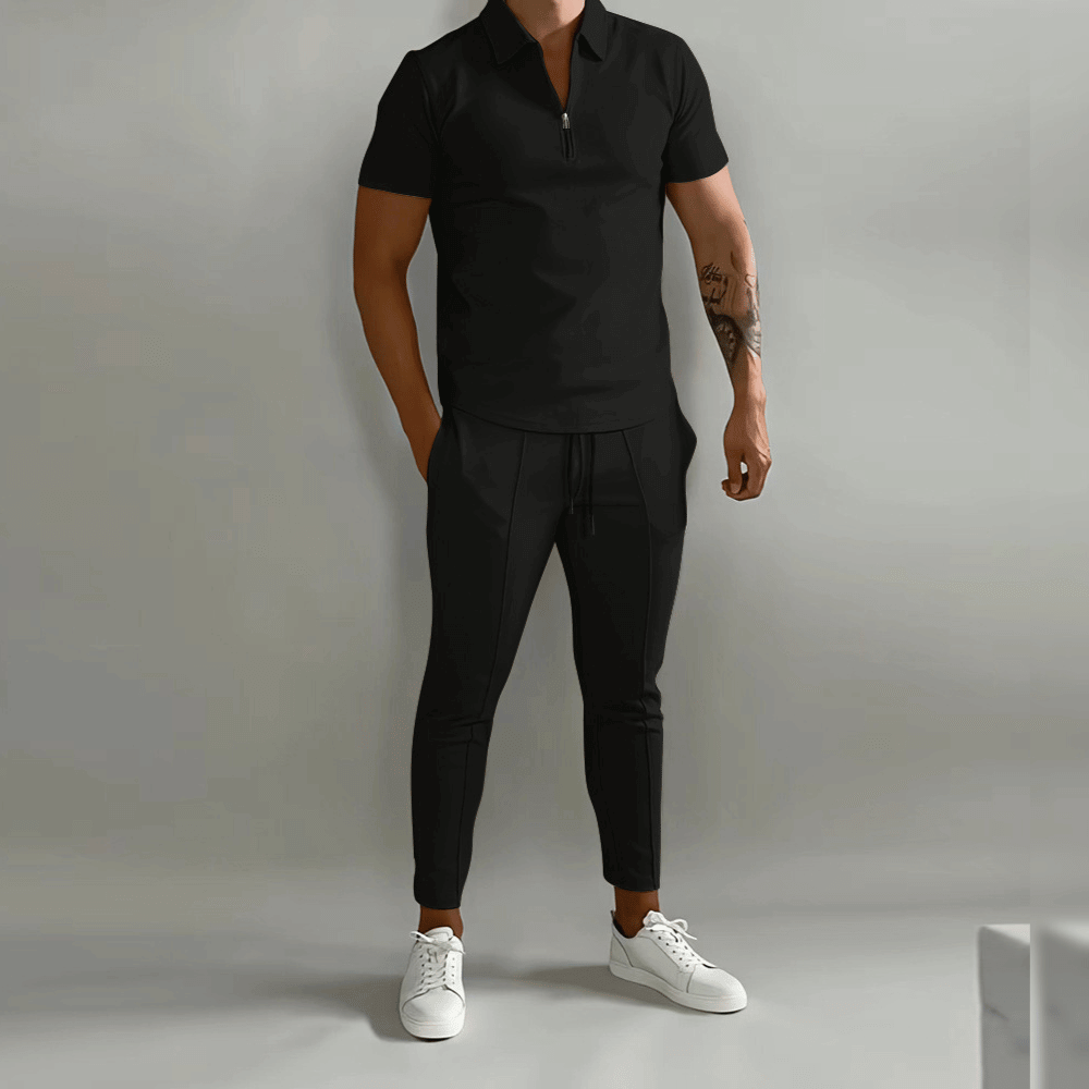 Stellan | Men’s Polo Shirt and Joggers Set with Drawstring