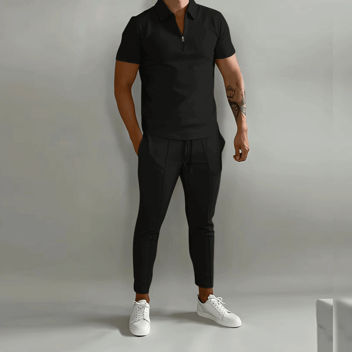 Stellan | Men’s Polo Shirt and Joggers Set with Drawstring
