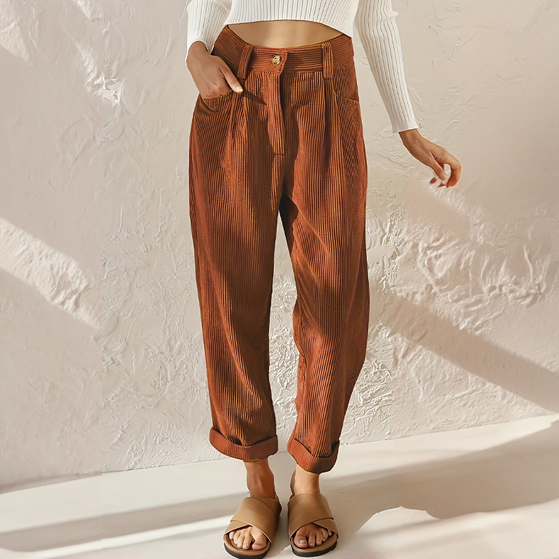 Amara | Women’s Corduroy Pants with High Waisted