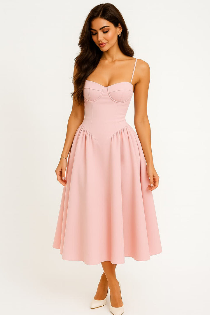 Virella | Women’s  Sleeveless A-Line Formal Dress with Corset Bodice