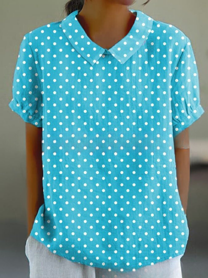 Fiora | Women’s Floral Short Sleeve Blouse with Collar