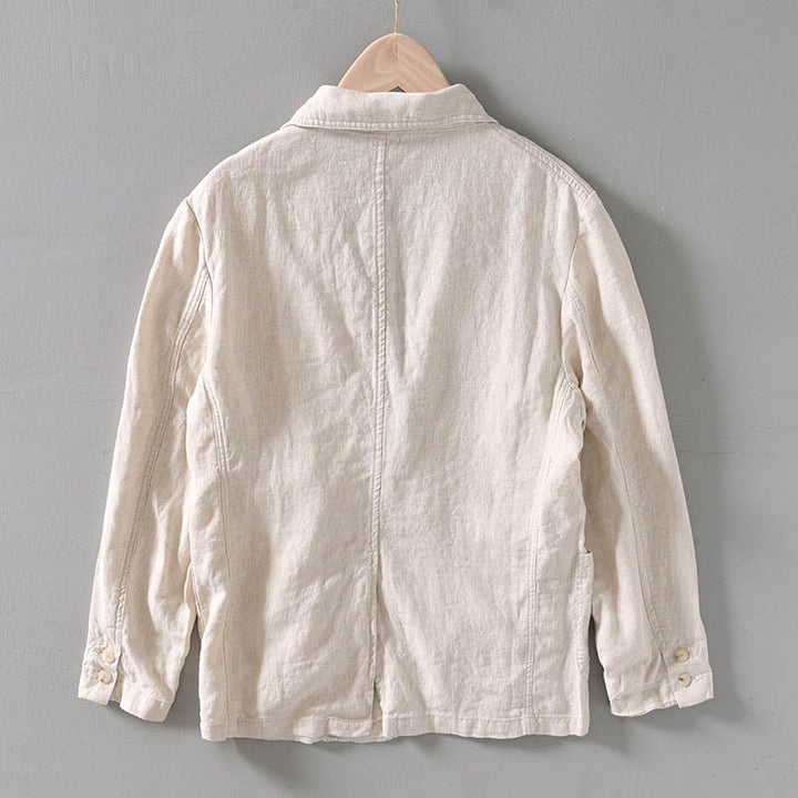 Felixto | Men’s Folded Sleeves Linen Blazer with Pockets