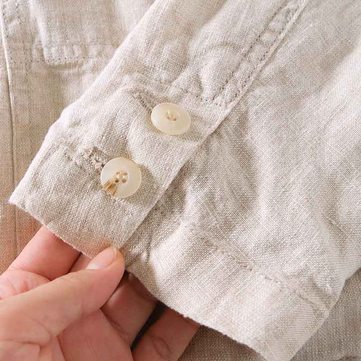 Felixto | Men’s Folded Sleeves Linen Blazer with Pockets