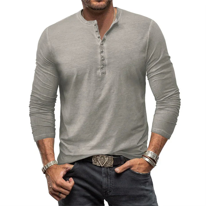 Theo | Men’s Long Sleeve Henley Shirt with Soft Cotton