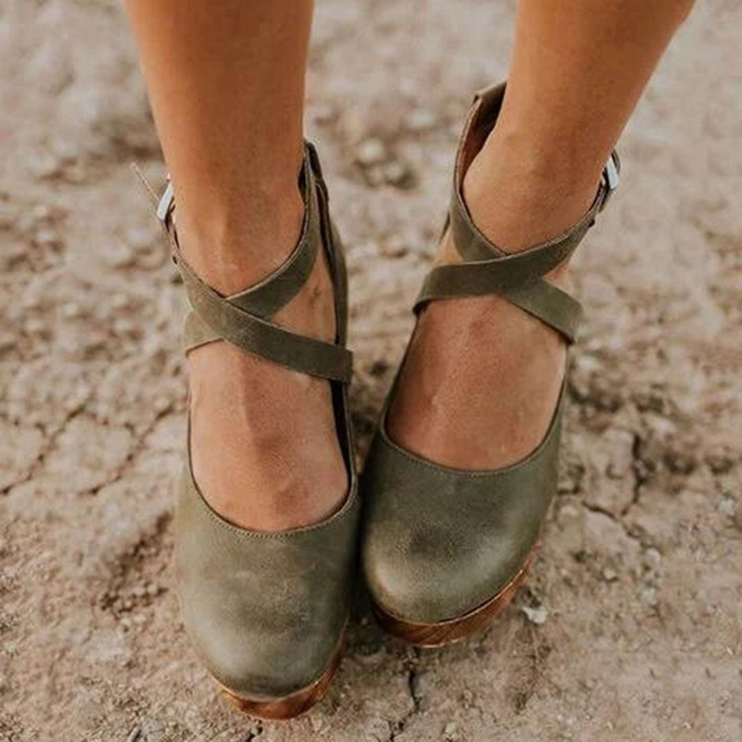 Torelle | Women's Ankle Strap Leather Shoes with High Heels