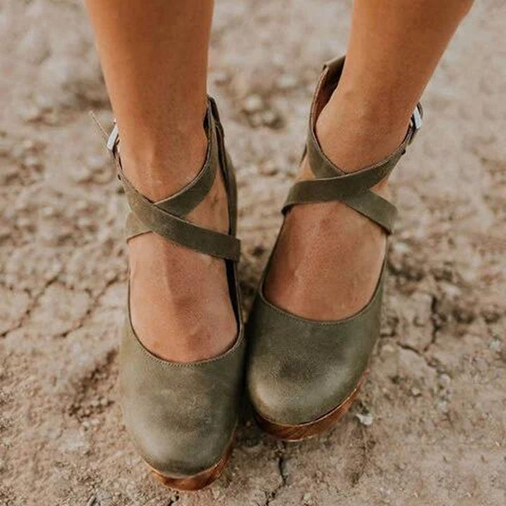 Torelle | Women's Ankle Strap Leather Shoes with High Heels