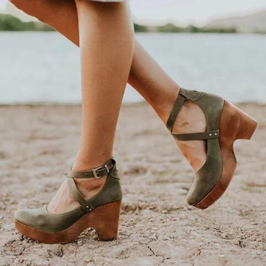 Torelle | Women's Ankle Strap Leather Shoes with High Heels
