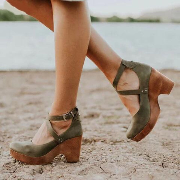 Torelle | Women's Ankle Strap Leather Shoes with High Heels