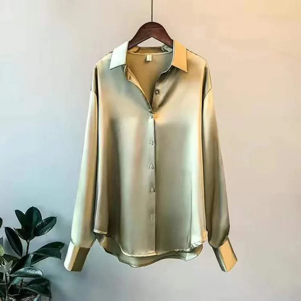 Livia | Women’s Elegant Satin Long Sleeves Blouse
