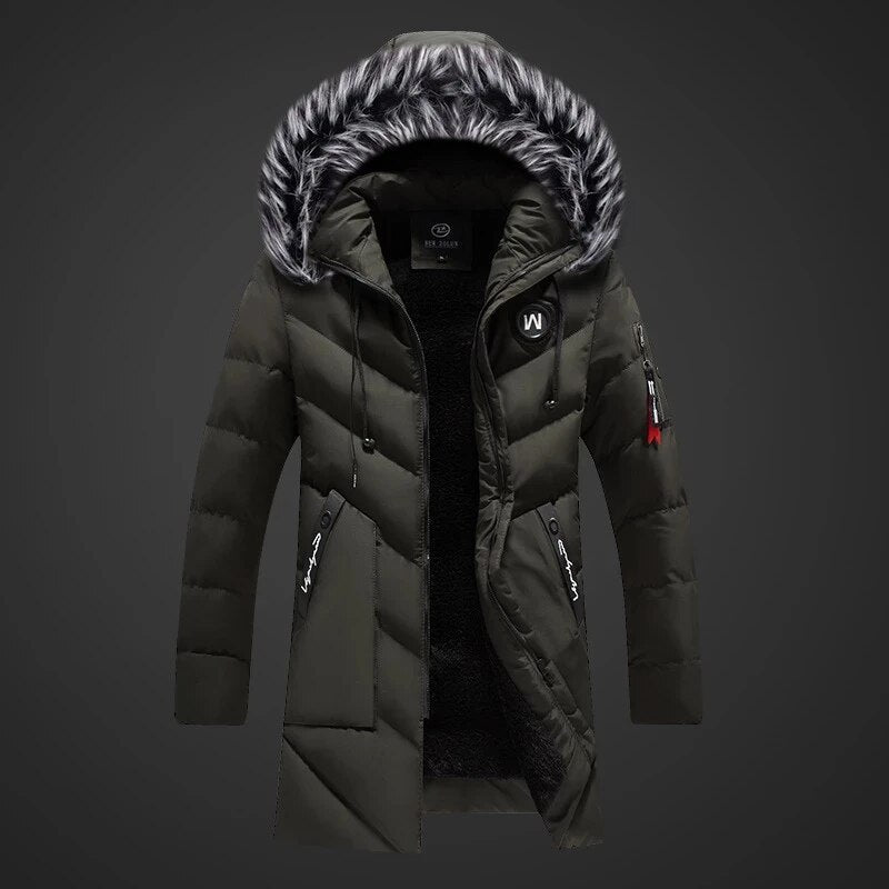 Sebastian | Men's Long Padded Winter Jacket with Fur Lined Hood