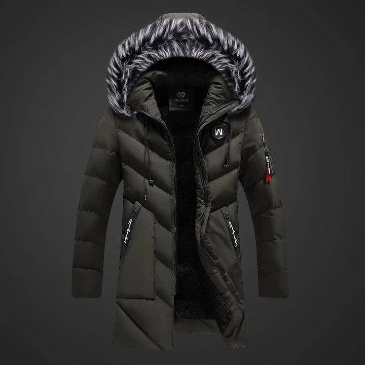 Sebastian | Men's Long Padded Winter Jacket with Fur Lined Hood