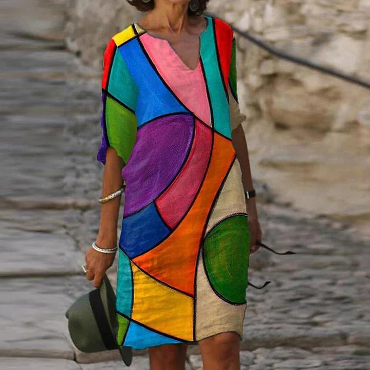Arlisse | Women’s A-Line Printed Dress with V-neck