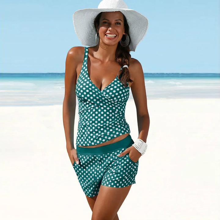 Polara | Women's Polka Dot Tankini Top and Shorts Swim Set