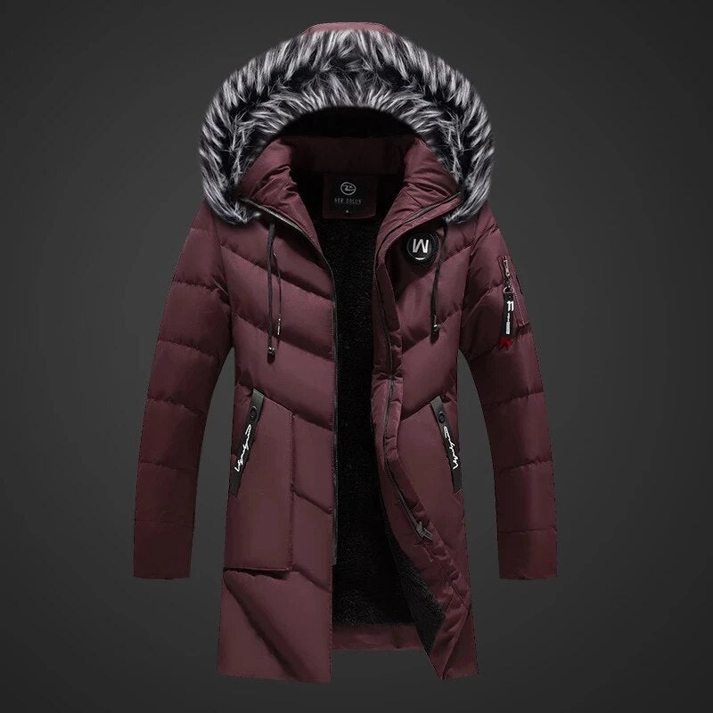 Sebastian | Men's Long Padded Winter Jacket with Fur Lined Hood