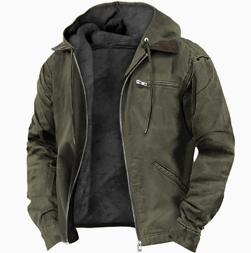 Dario | Men's Hooded Zip Front Jacket with Fleece Lining